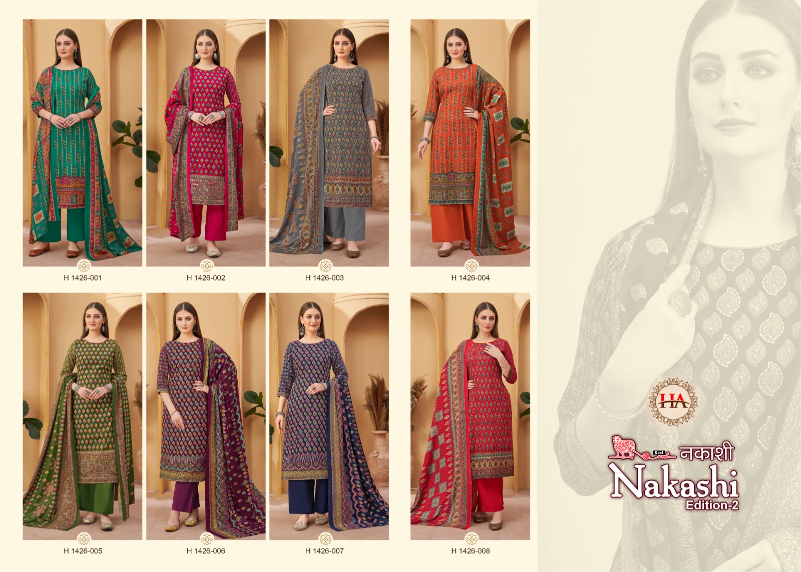 Harshit Fashion Hub Nakashi Vol 2 Pashmina Designer Print Winter Wear Salwar Suits Wholesaler Surat