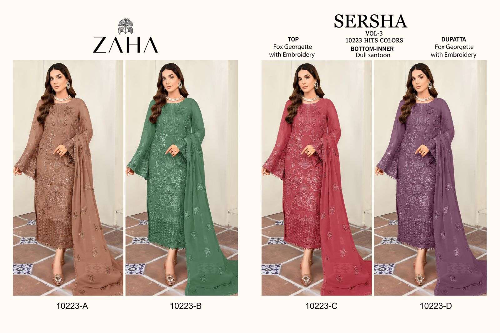 ZAHA SERSHA VOL 3 GEORGETTE PAKISTANI SUITS