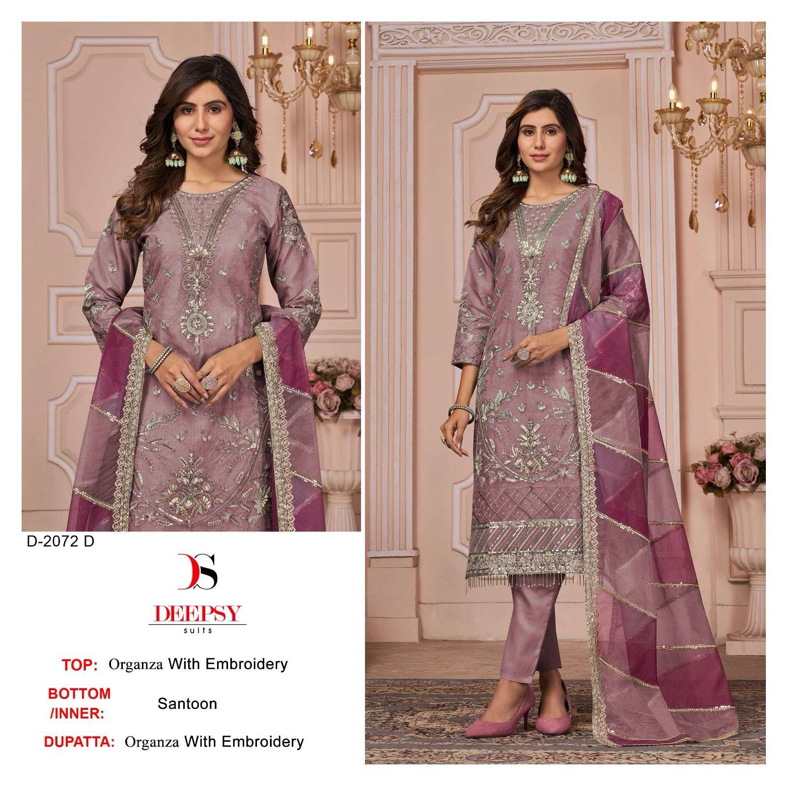 DEEPSY SUITS D 2072 ORGANZA EMROIDERED SUIT