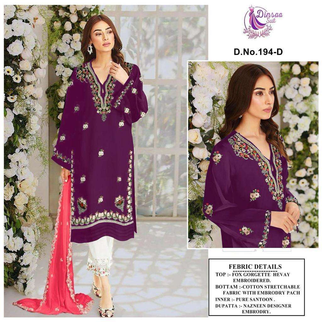 DINSAA SUIT D NO 194 READY MADE PAKISTANI SUIT