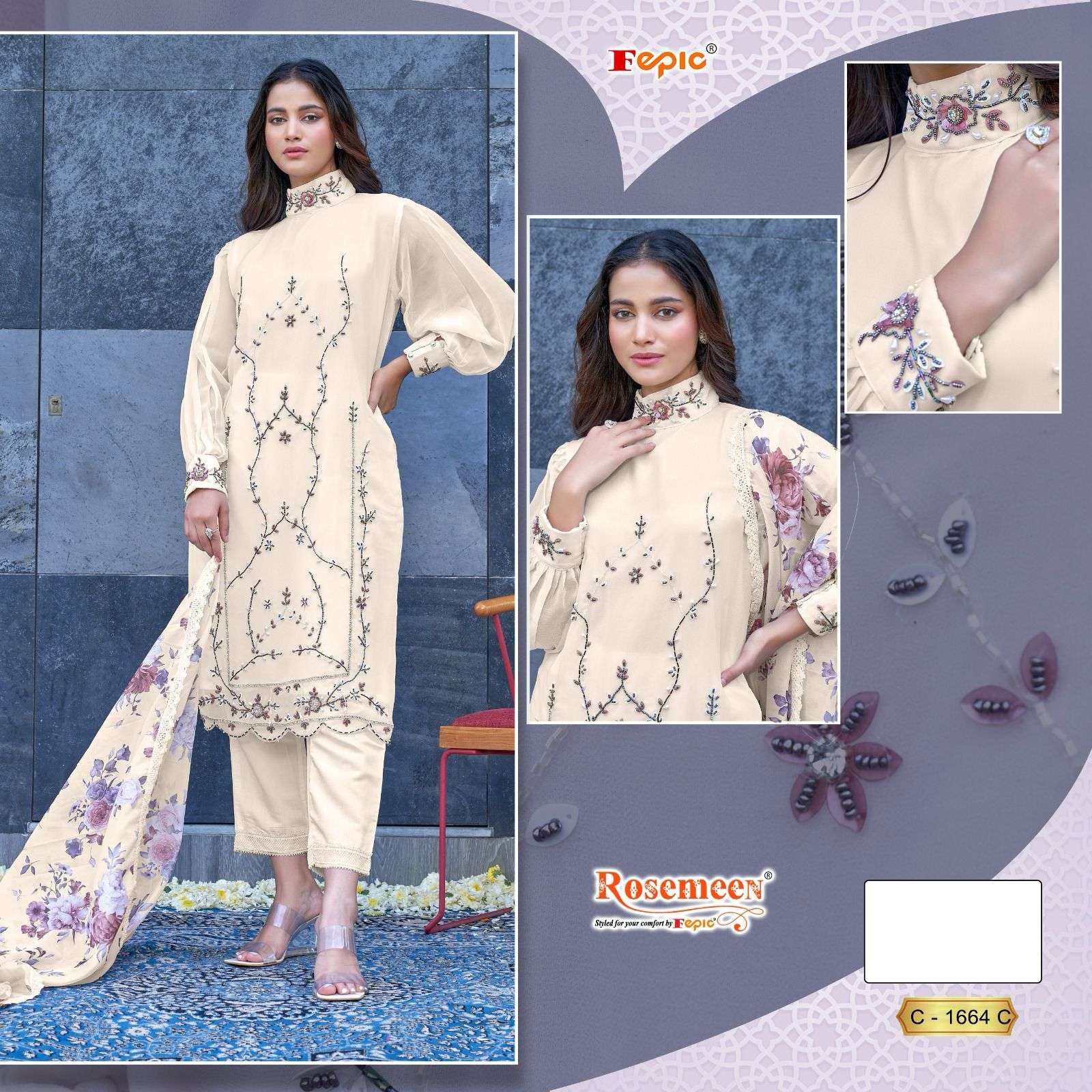 FEPIC ROSEMEEN  C 1664 PAKISTANI GEORGETTE SUIT