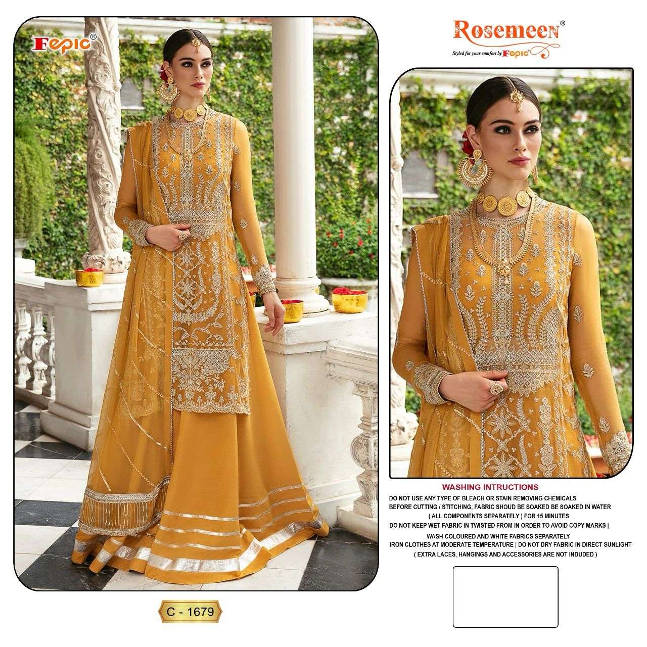 FEPIC ROSEMEEN C 1679 MUSTARD GEORGETTE PAKISTANI SUIT
