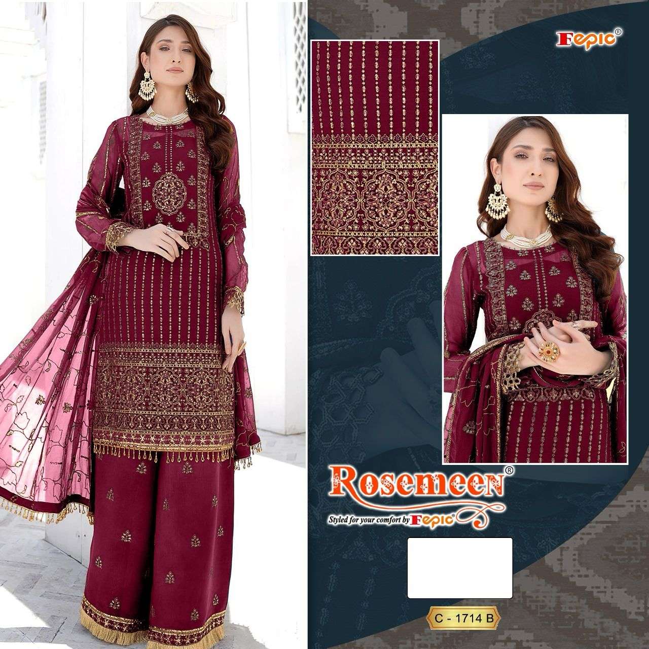  FEPIC ROSEMEEN C 1714 PAKISTANI GEORGETTE SUITS 
