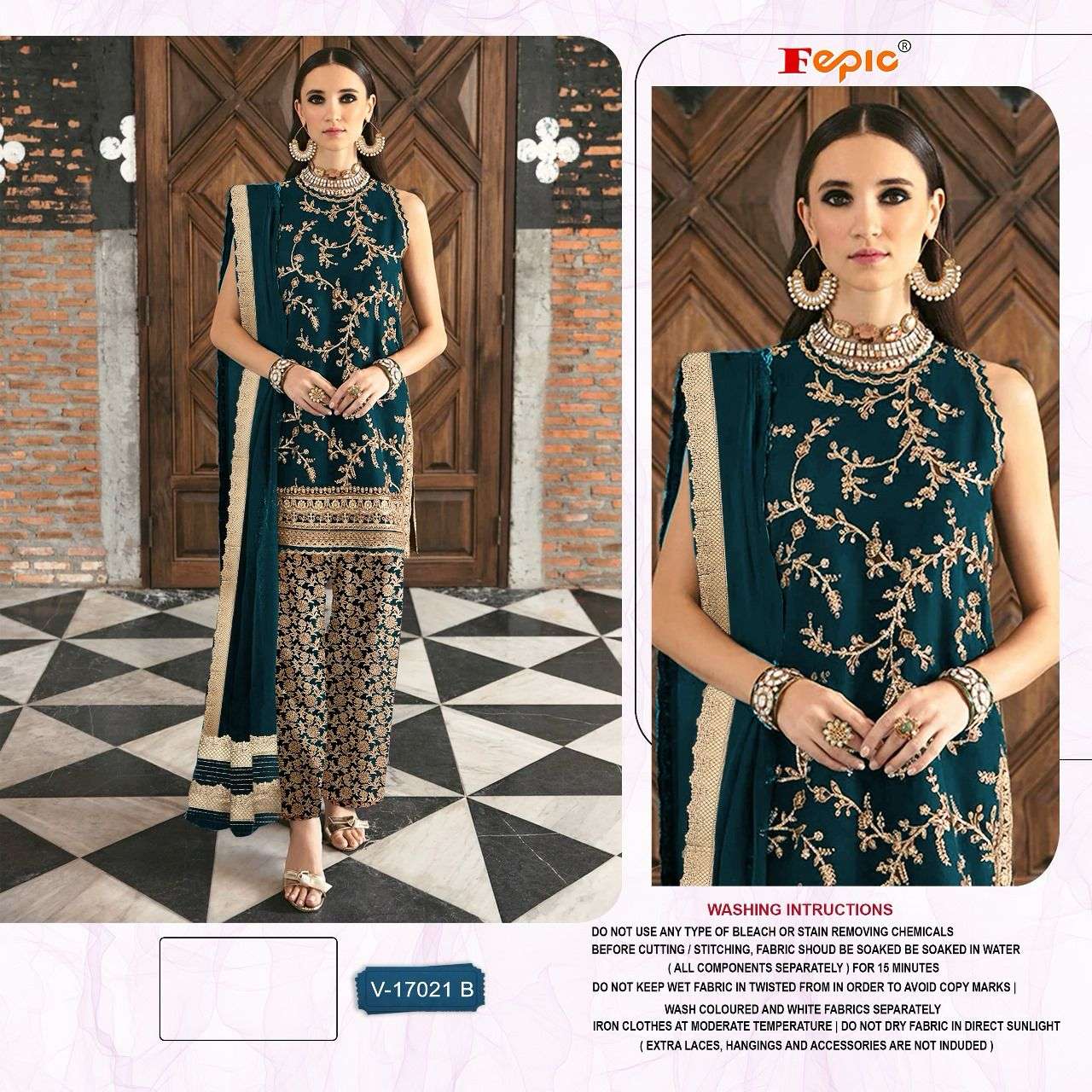 FEPIC ROSEMEEN V 17021 HEAVY EMBROIDERED VELVET SUITS