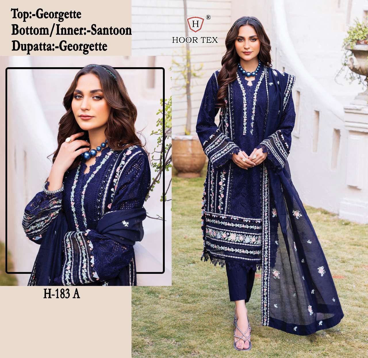 HOOR TEX H 183 PAKISTANI GEORGETTE SUITS