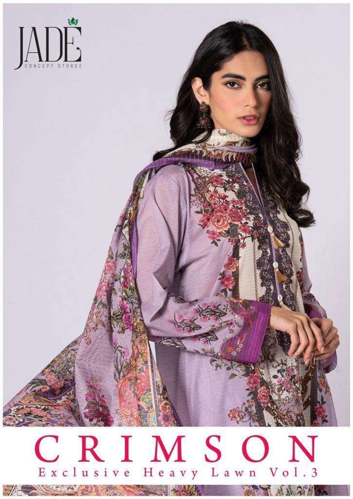 JADE CRIMSON EXCLUSIVE HEAVY LAWN COLLECTION VOL 3 LAWN COTTON SUIT	