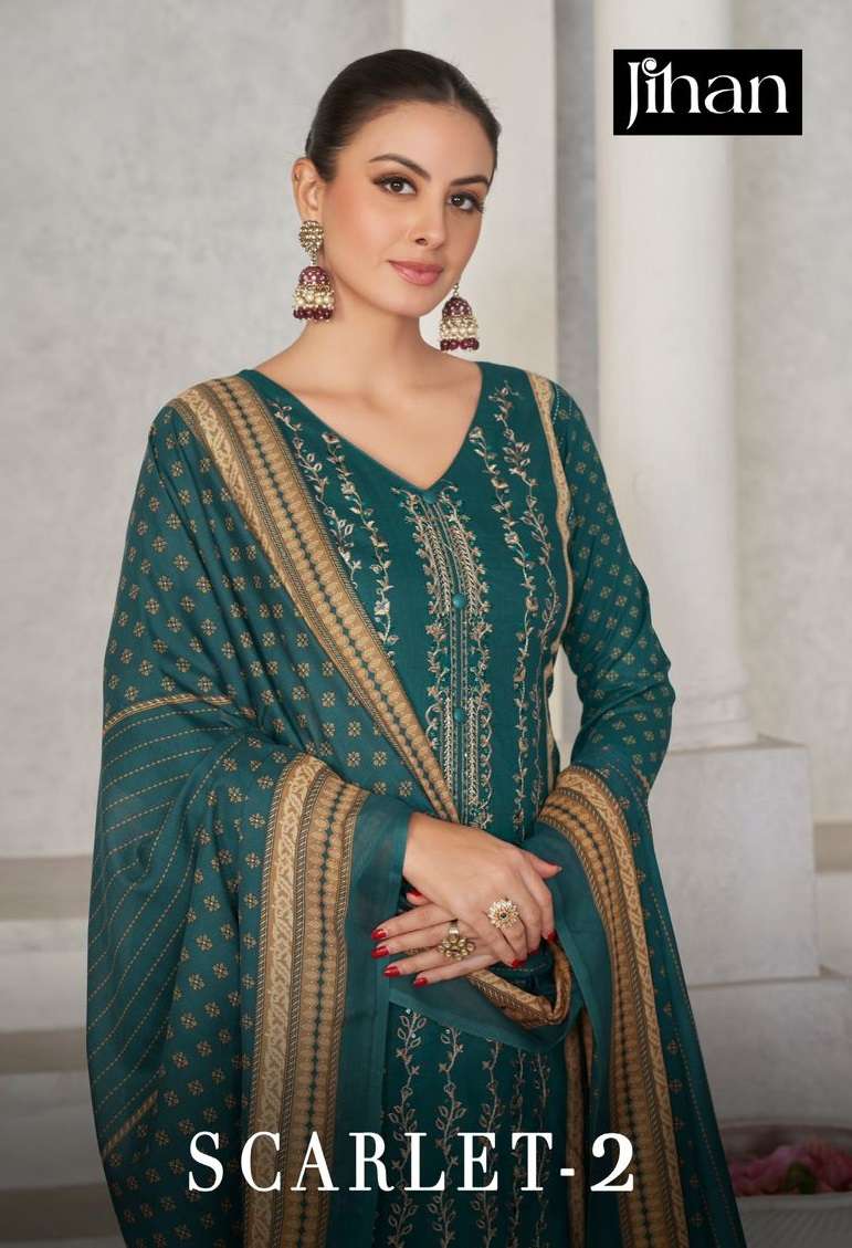 JIHAN SCARLET VOL 2 LAWN COTTON DESIGNER SUIT
