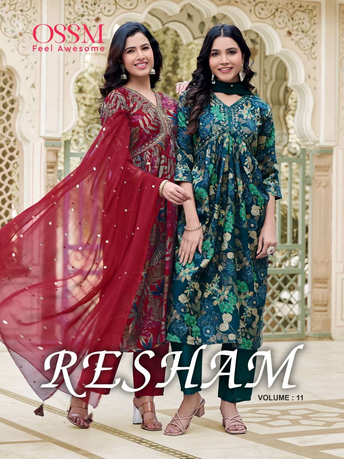 OSSM RESHAM VOL 11 ALIA CUT PATTERN KURTI COMBO SET 