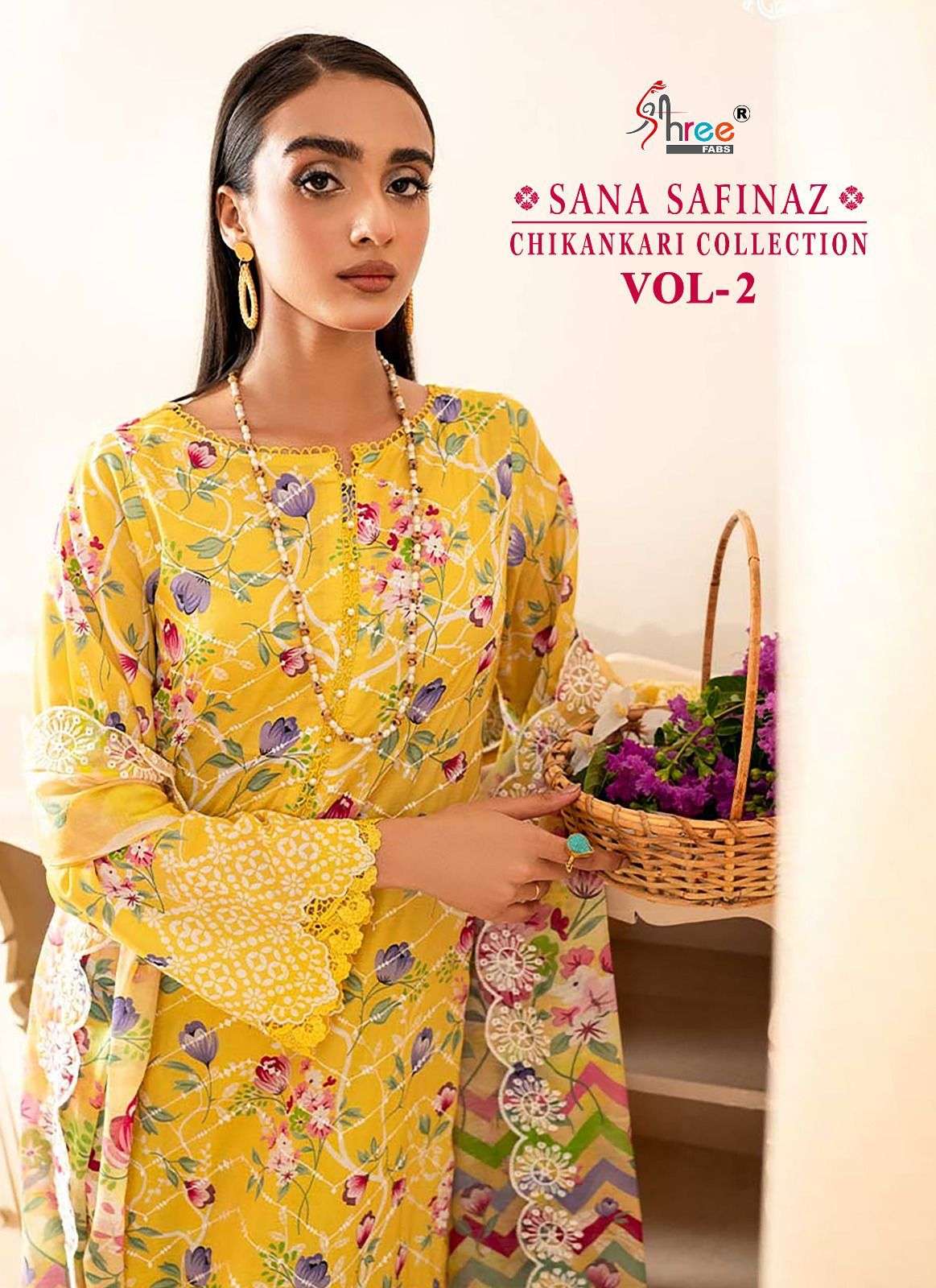 SHREE FABS SANA SAFINAZ CHIKANKARI COLLECTION VOL 2 COTTON SALWAR KAMEEZ 