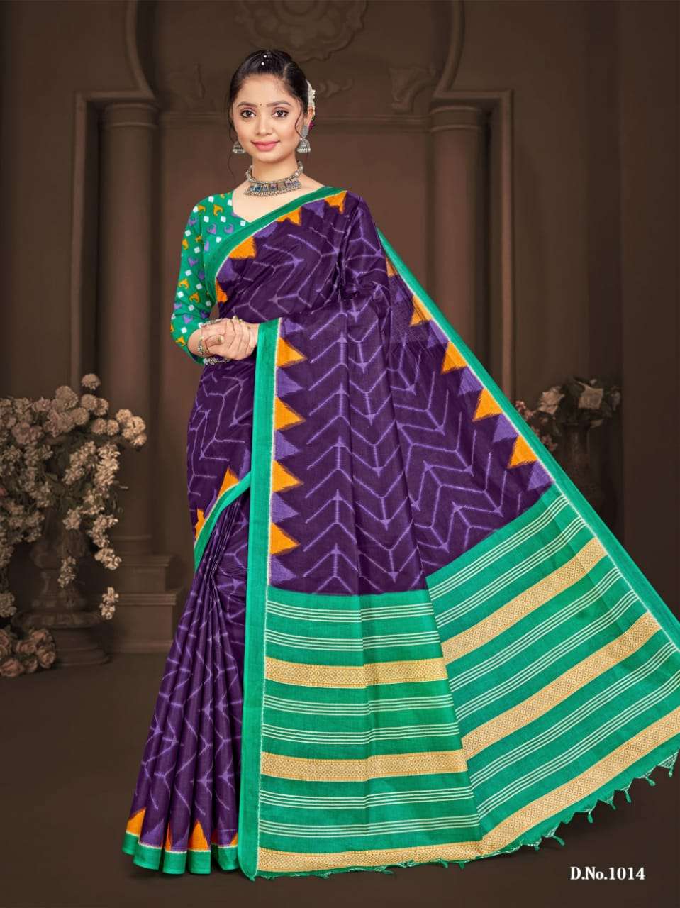 SMC IKKAT WITH LATKAN MUSLIN PRINTED SAREES