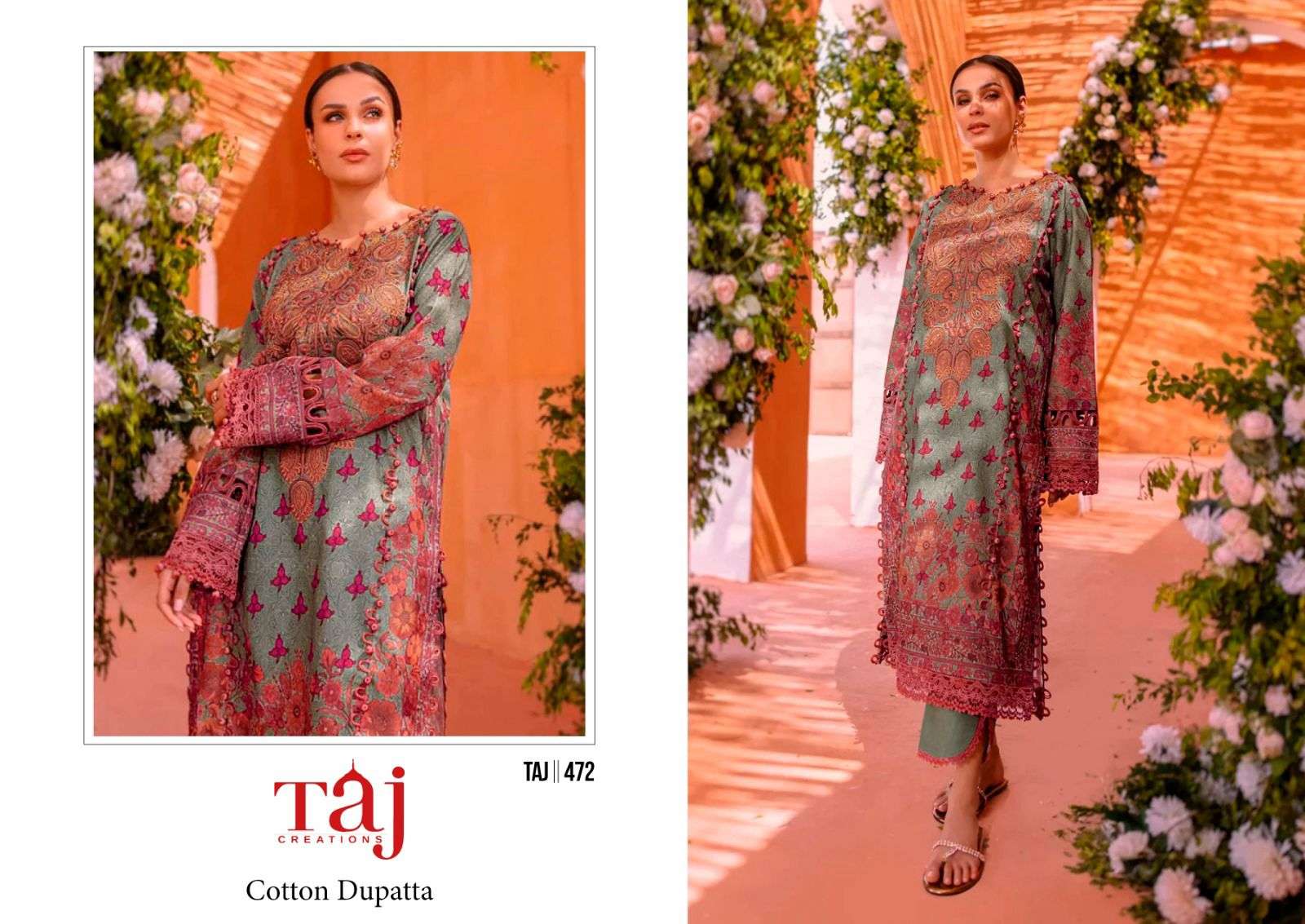 TAJ CREATIONS D NO 472 & 475 COTTON SALWAR KAMEEZ 