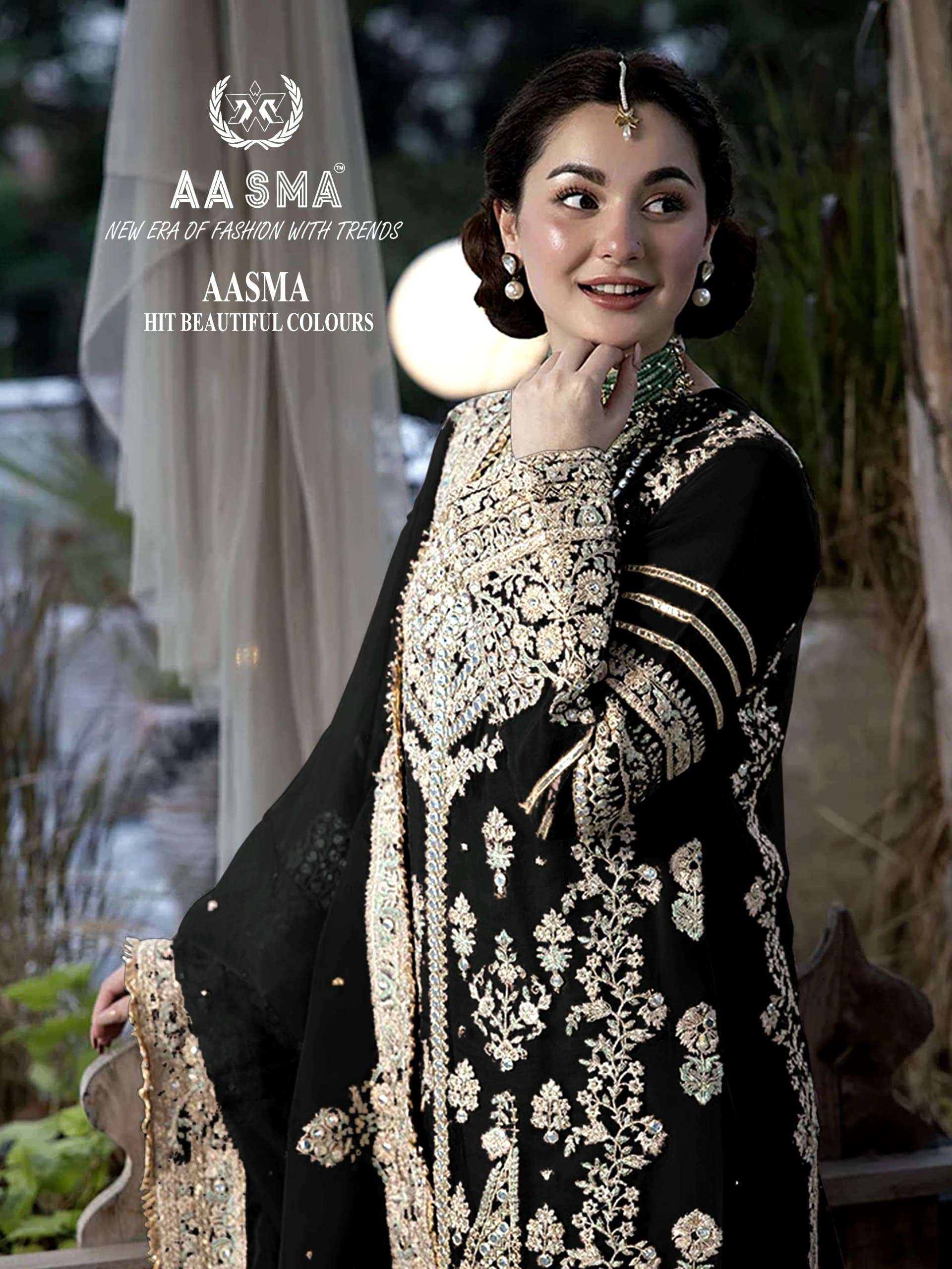 AASMA D NO 203 EFGH GEORGETTE EMBROIDERED SUIT