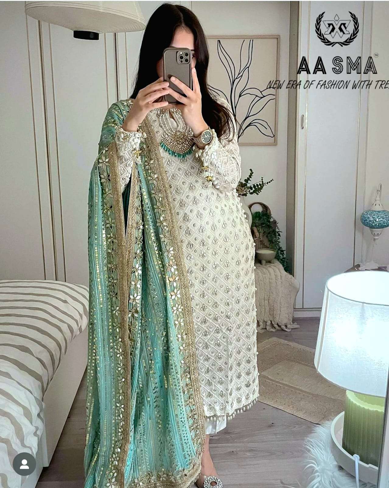 AASMA D NO 208 EMBROIDERY DESIGNER SUIT