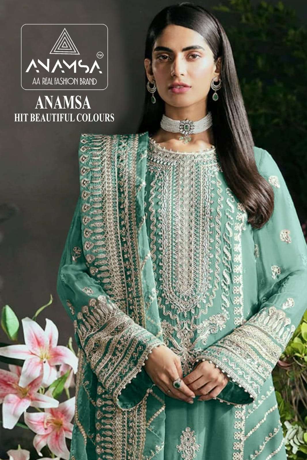 ANAMSA D NO 230 GEORGETTE BEAUTIFUL EMBROIDERED SUIT