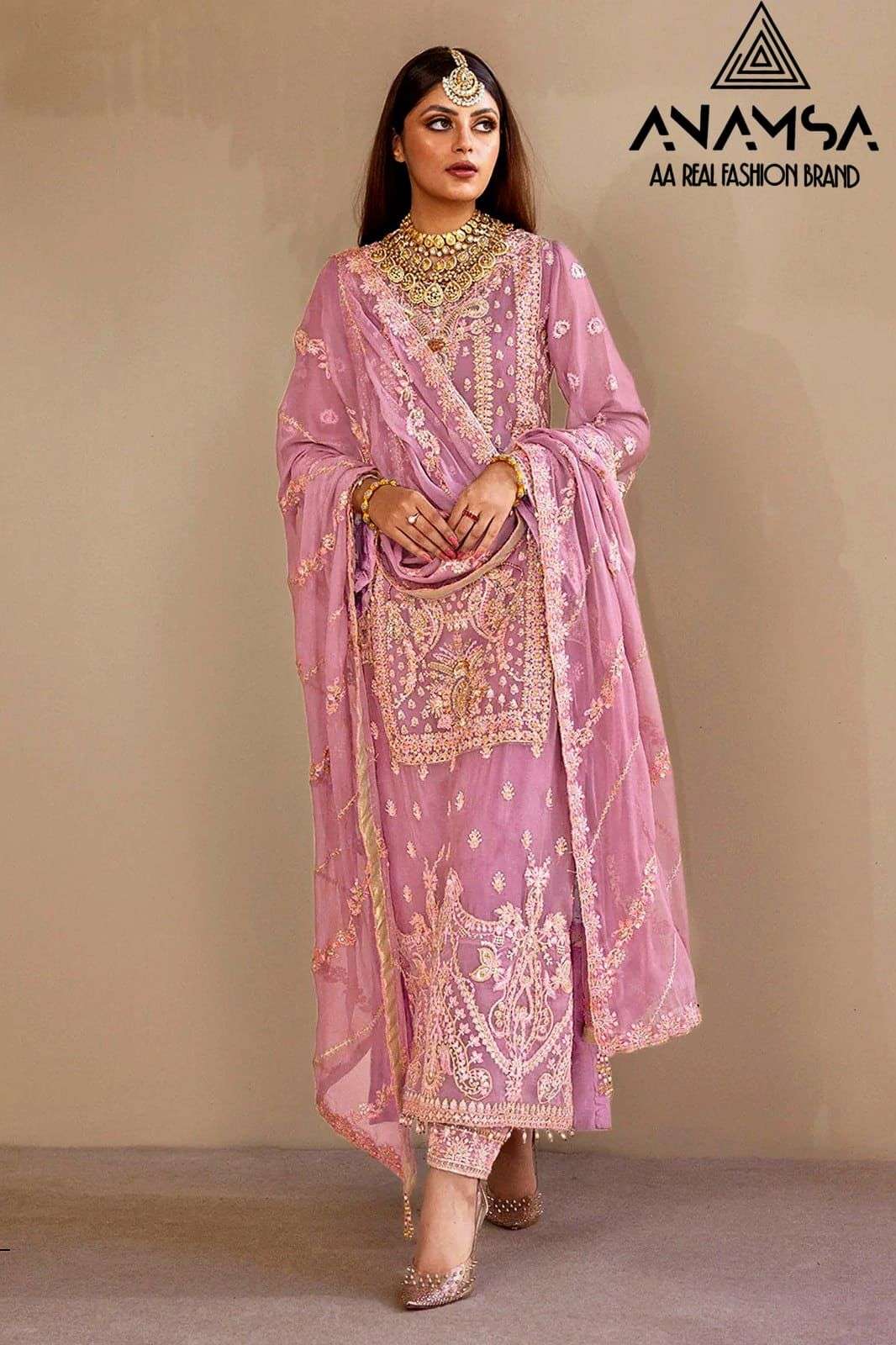 ANAMSA D NO 403 GEORGETTE DESIGNER SUIT
