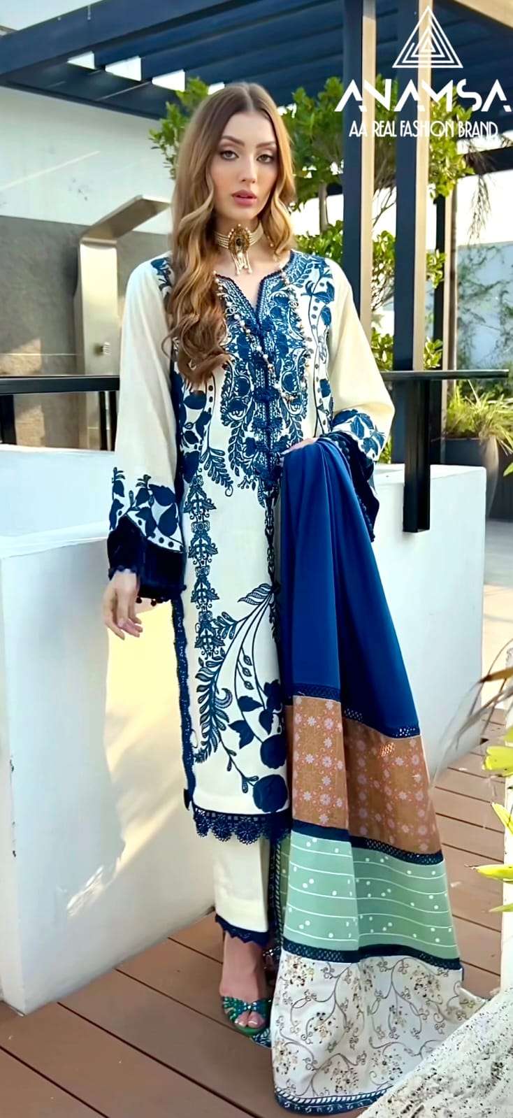ANAMSA D NO 405 COTTON EMBROIDERY SUIT