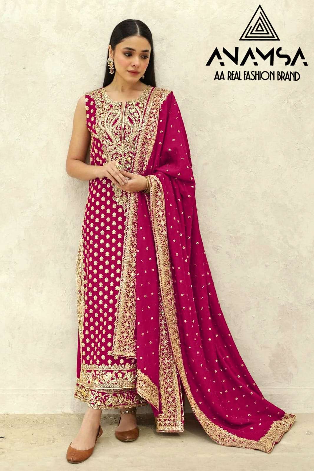 ANAMSA D NO 407 GEORGETTE EMBROIDERED SUIT