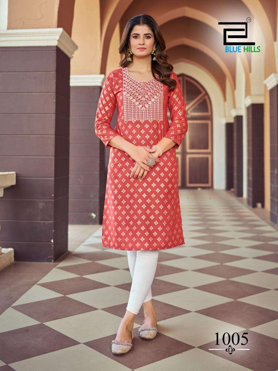 BLUE HILLS OREO RAYON FANCY KURTI 
