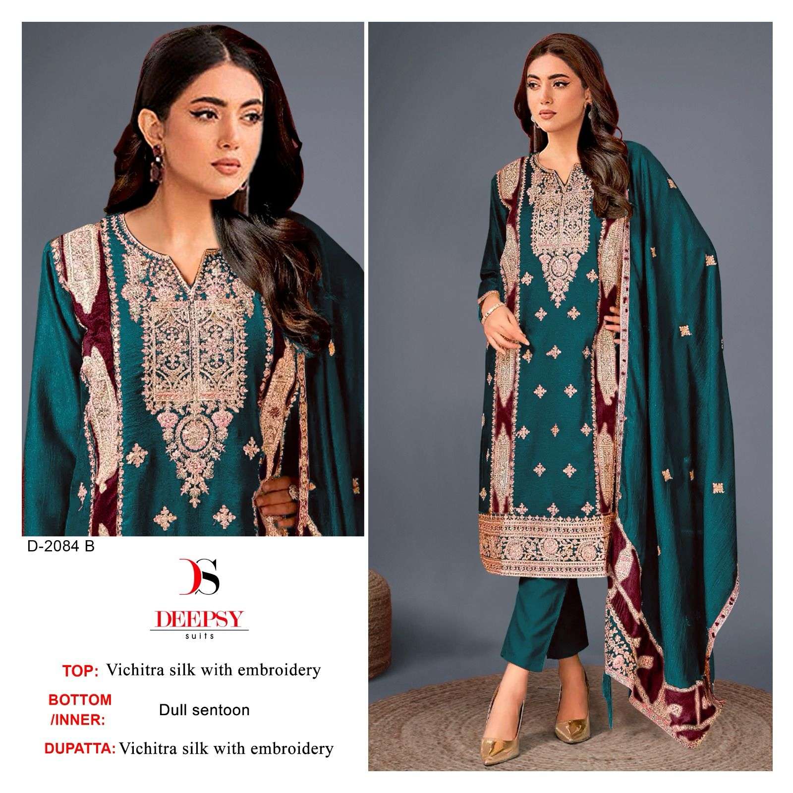 DEEPSY SUITS D NO 2084 FANCY EMBROIDERY SUIT