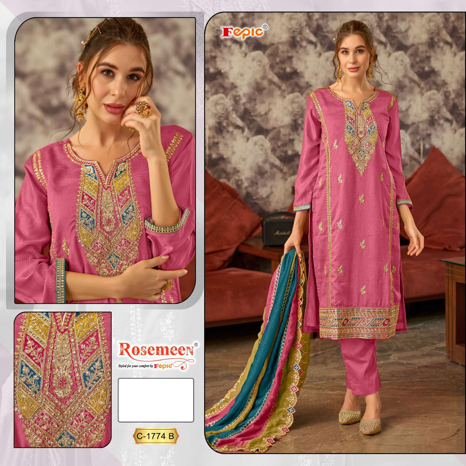  FEPIC ROSEMEEN C 1774 HEAVY EMBROIDERED SUIT