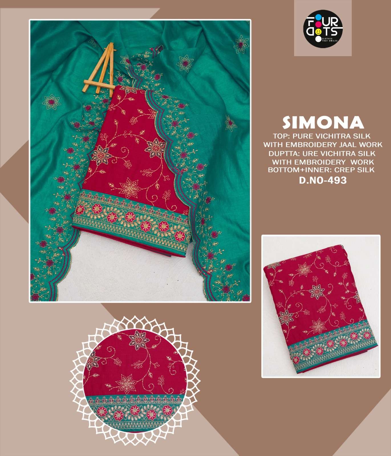  FOURDOTS SIMONA SILK WITH FANCY EMBROIDERY WORK SUIT