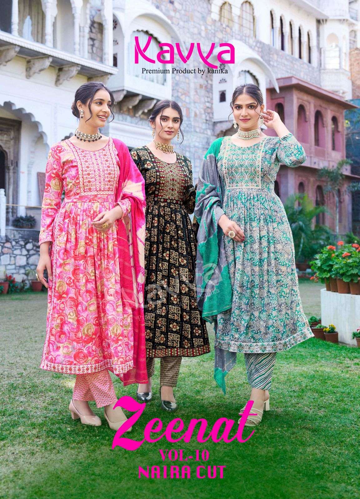 KAVYA ZEENAT VOL 10 NAIRA PATTERN KURTI COMBO SET 