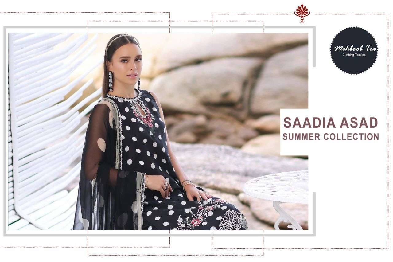 MEHBOOB TEX SAADIA ASAD SUMMER COLLCTION COTTON DESIGNER SUIT