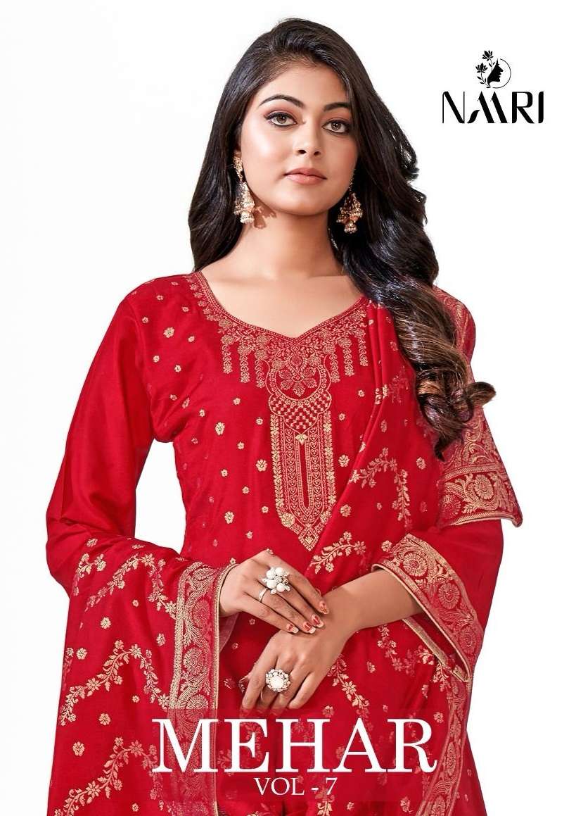 NAARI MEHAR VOL 7 MUSLIN JACQUARD EMBROIDERY SUIT
