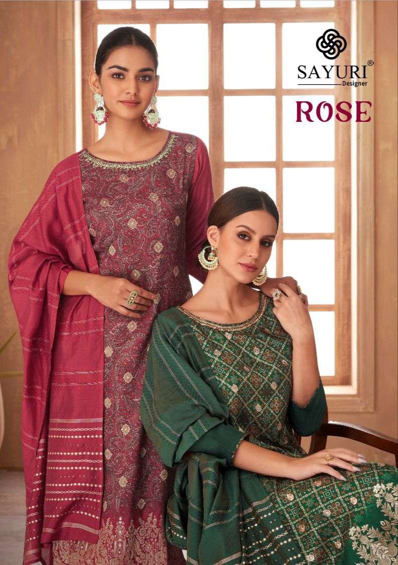 SAYURI DESIGNER ROSE JACQURD DESIGNER SUIT