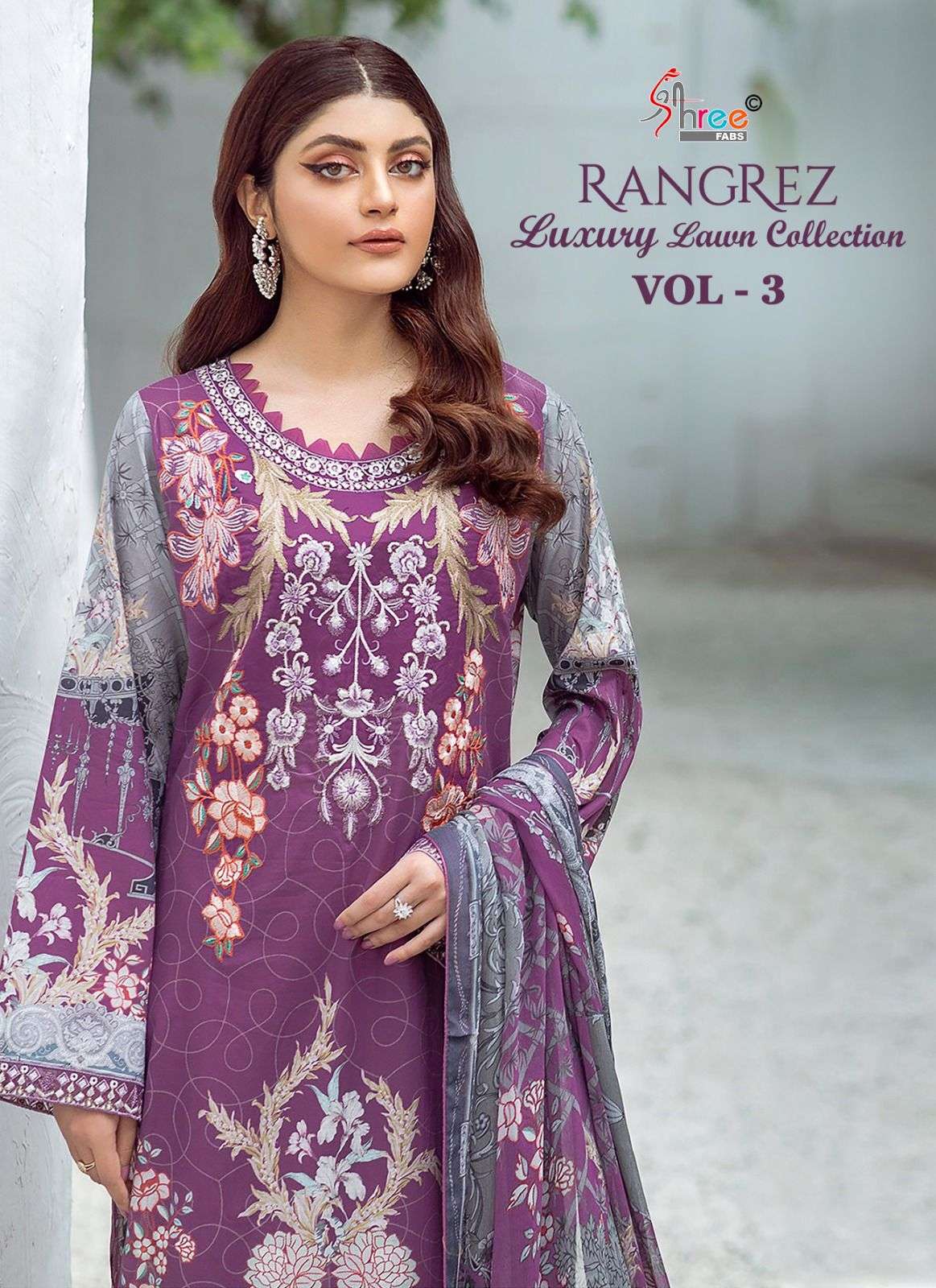 SHREE FABS RANGREZ LUXCURY LAWN COLLECTION VOL 3 COTTON SUIT