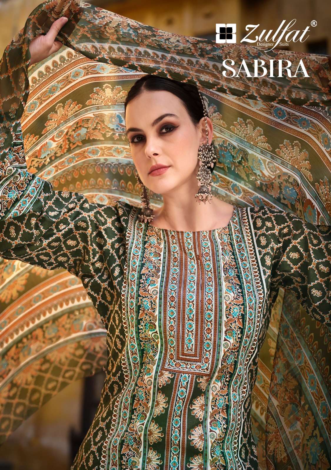 ZULFAT DESIGNER SUITS SABIRA COTTON PRINT SUIT