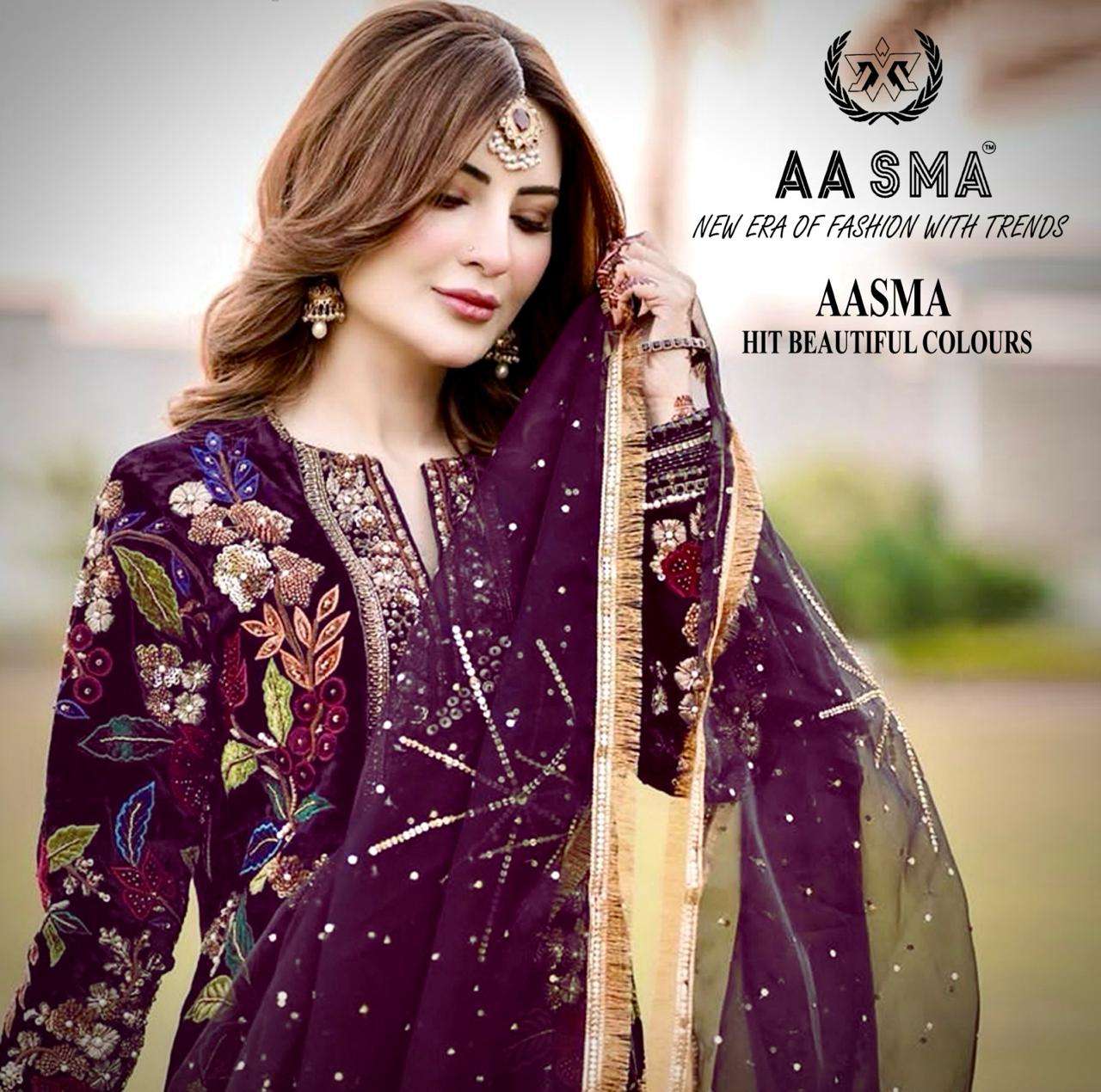 AASMA D NO 202 FOX GEORGETTE EMBROIDERED SUIT