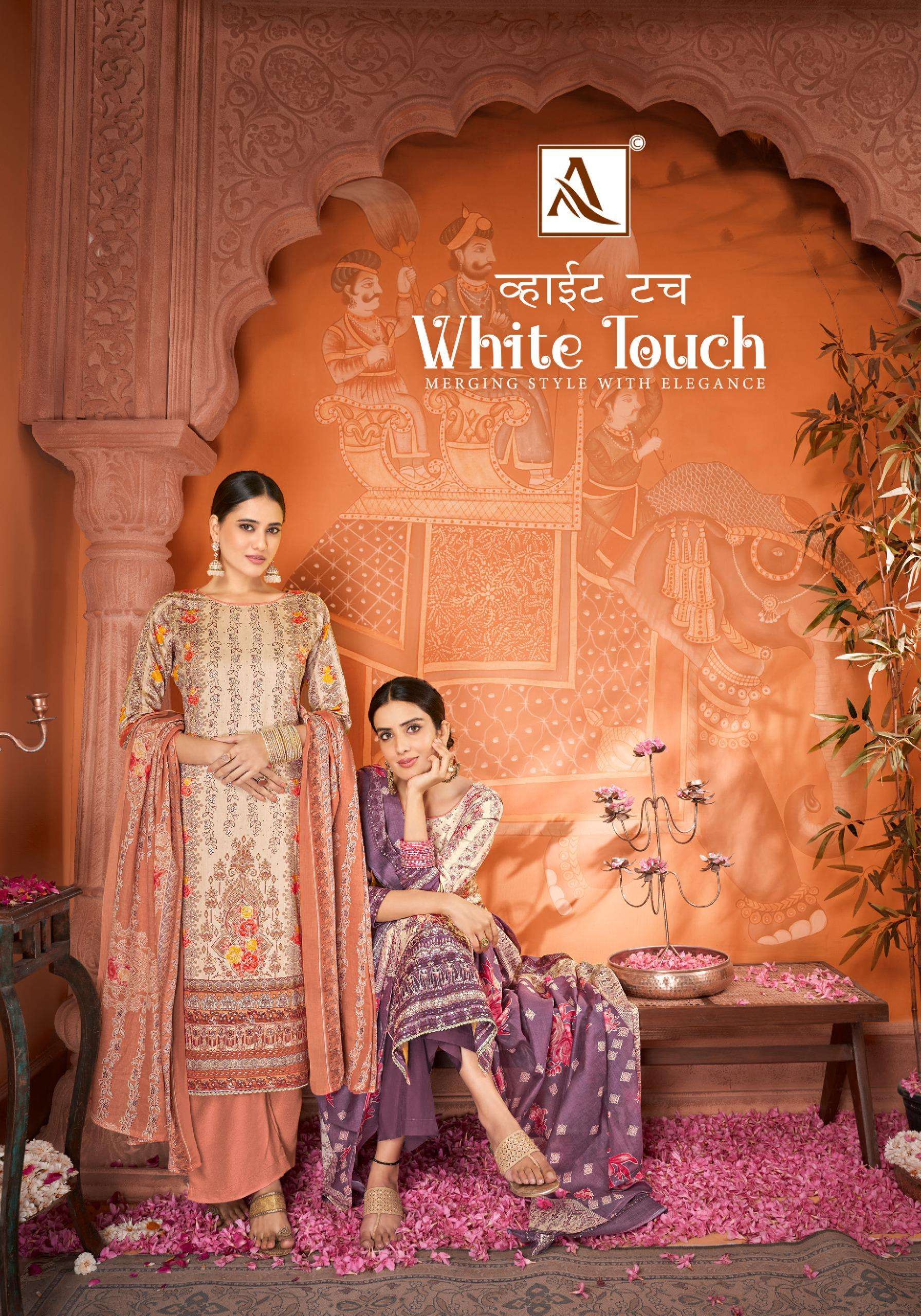 ALOK SUITS WHITE TOUCH JAM COTTON FANCY WORK SUIT