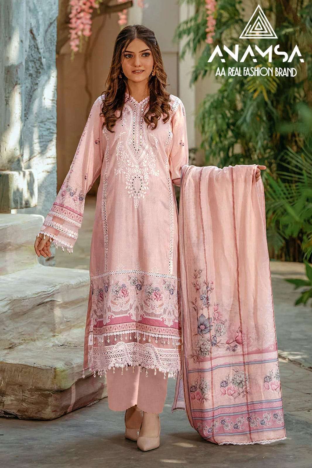 ANAMSA D NO 423 COTTON FANCY EMBROIDERY DESIGNER SUIT