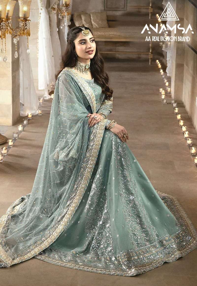 ANAMSA D NO 426 FOX GEORGETTE EMBROIDERY DESIGNER SUIT