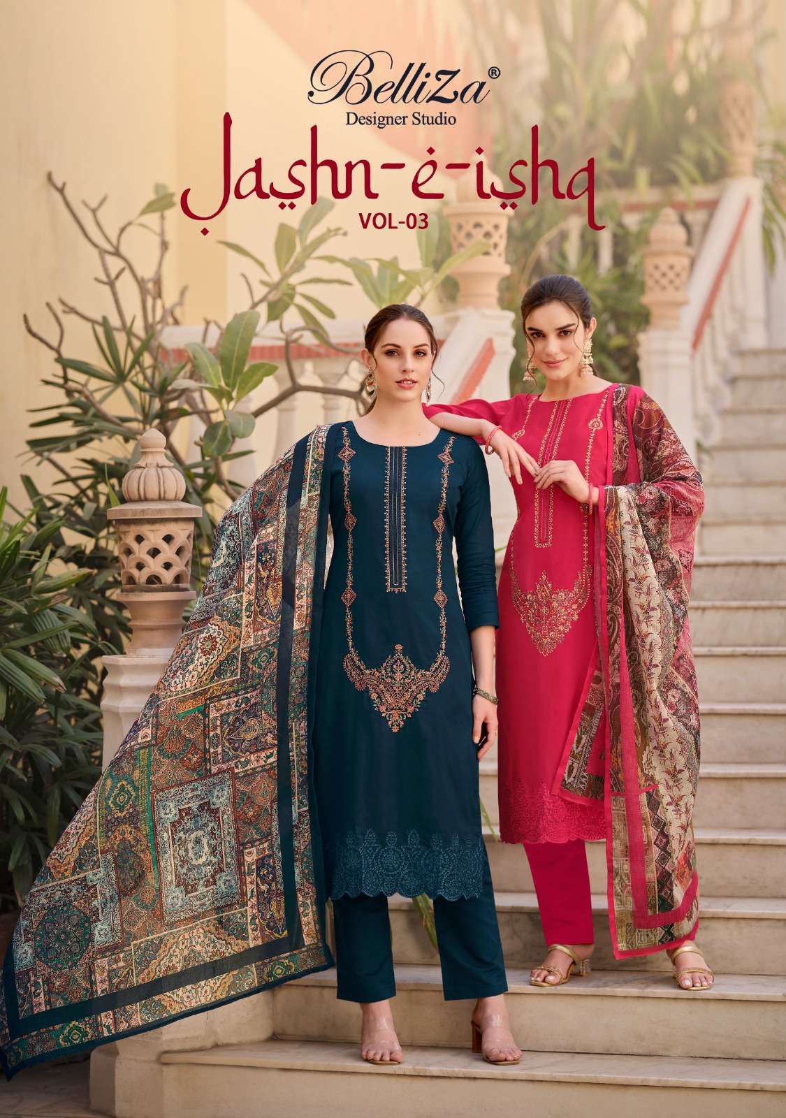BELLIZA DESIGNER STUDIO JASHN E ISHQ VOL 3 JAM COTTON SUIT