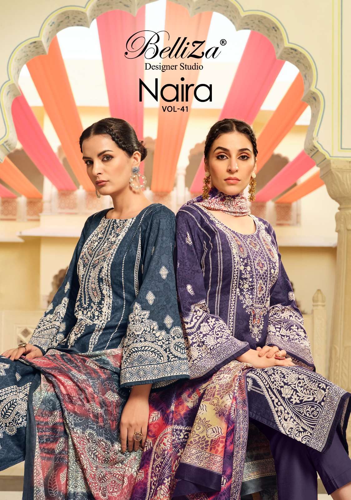 BELLIZA DESIGNER STUDIO NAIRA VOL 41 COTTON FANCY WORK SUIT