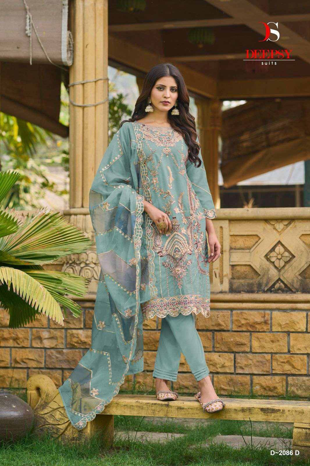 DEEPSY SUITS D 2086 ORGANZA EMBROIDERED SUIT