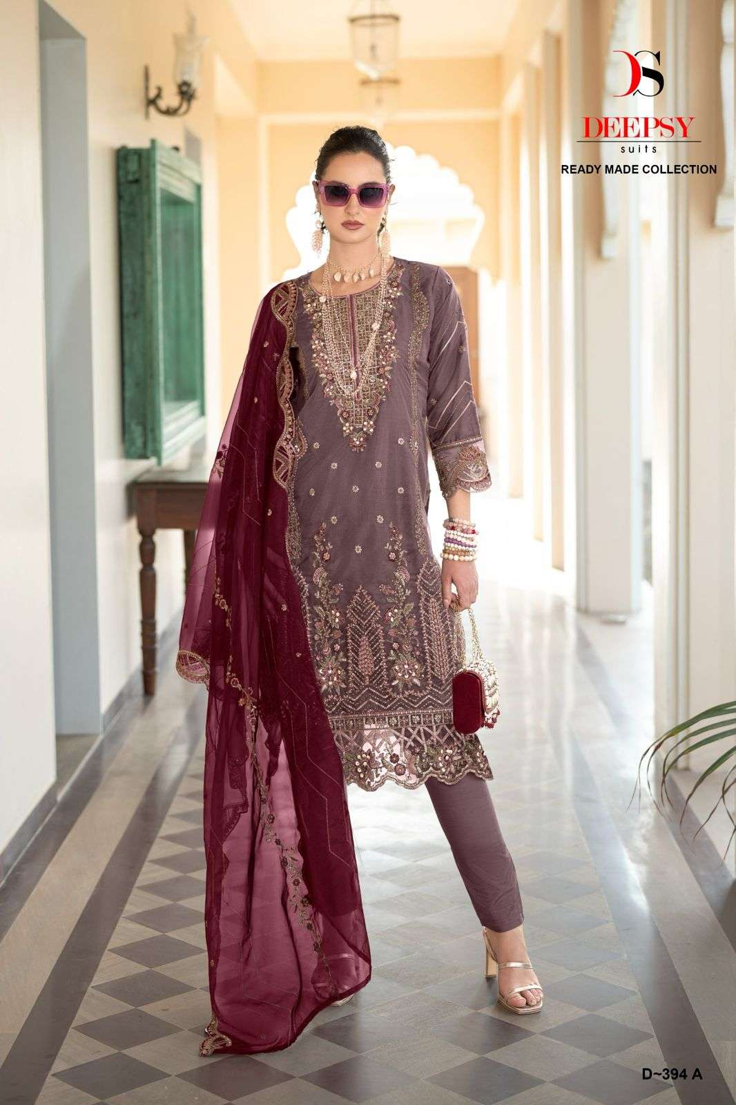 DEEPSY SUITS D 394 ORGANZA HEAVY DESIGNER SUIT