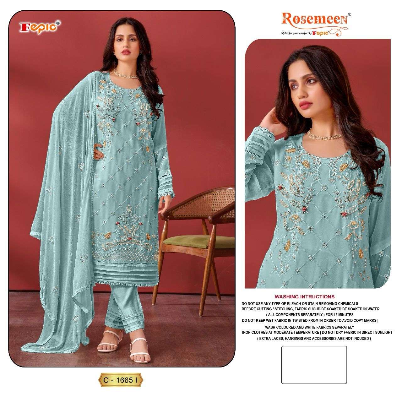 FEPIC ROSEMEEN C 1665 EFGHI GEORGETTE HEAVY DESIGNER SUIT