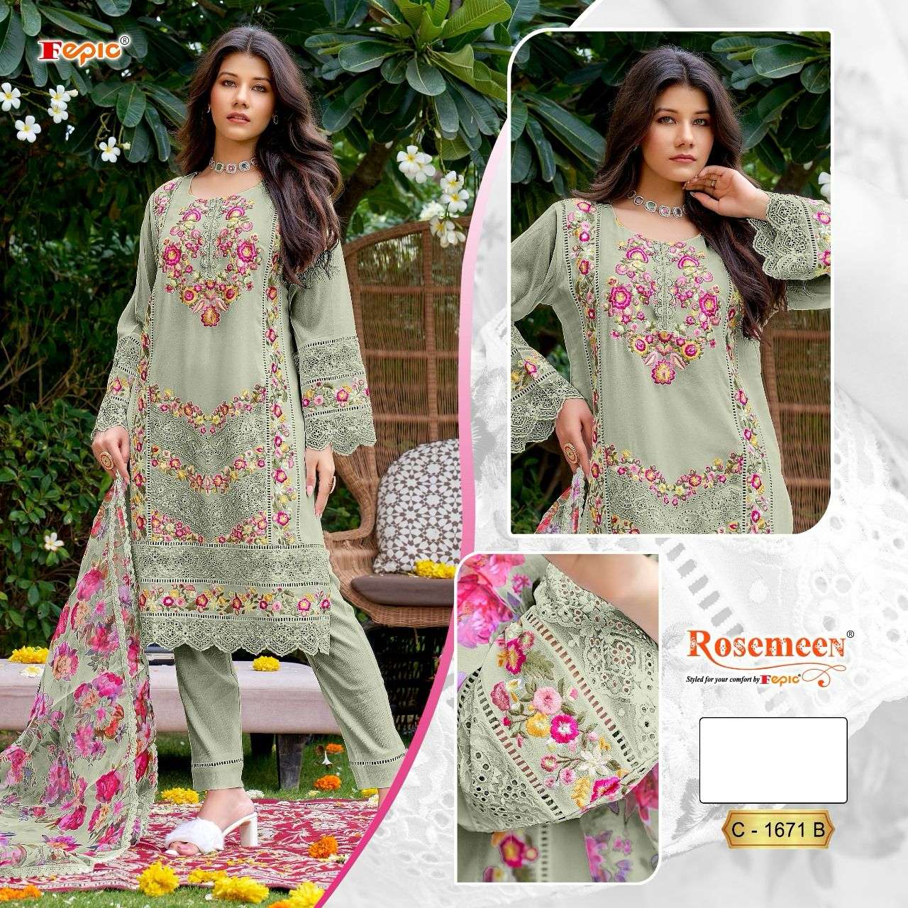 FEPIC ROSEMEEN C 1671 GEORGETTE EMBROIDRED SUIT