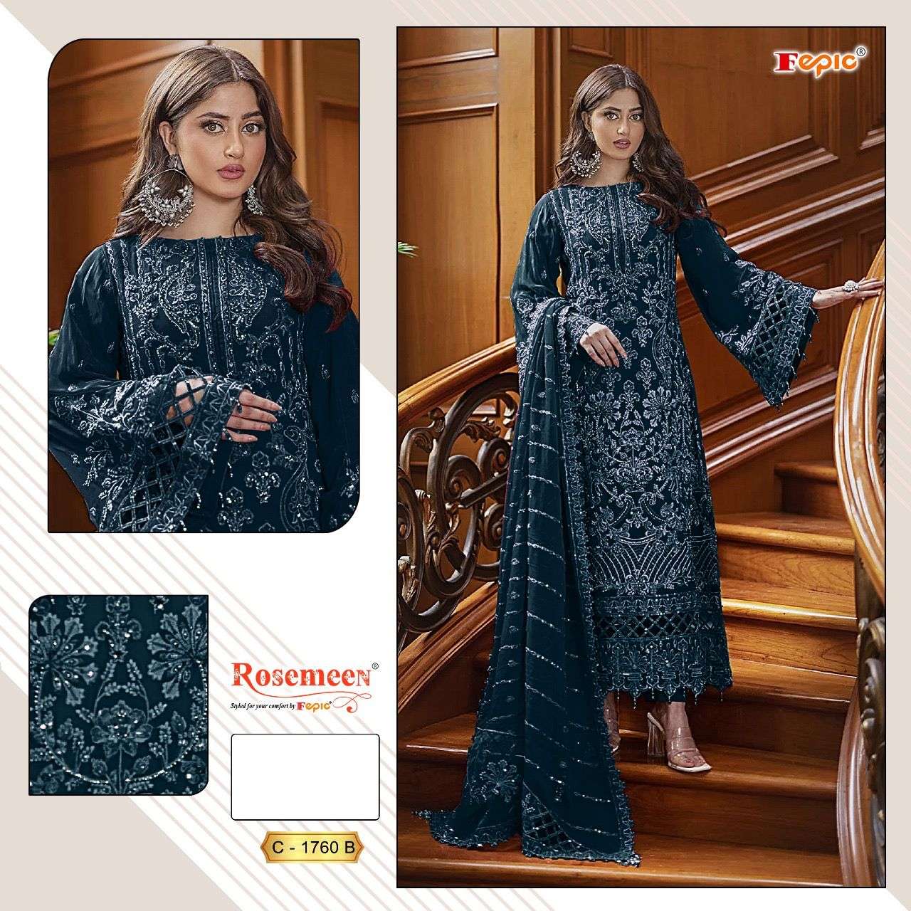 FEPIC ROSEMEEN C 1760 GEORGETTE HEAVY EMBROIDERED SUIT