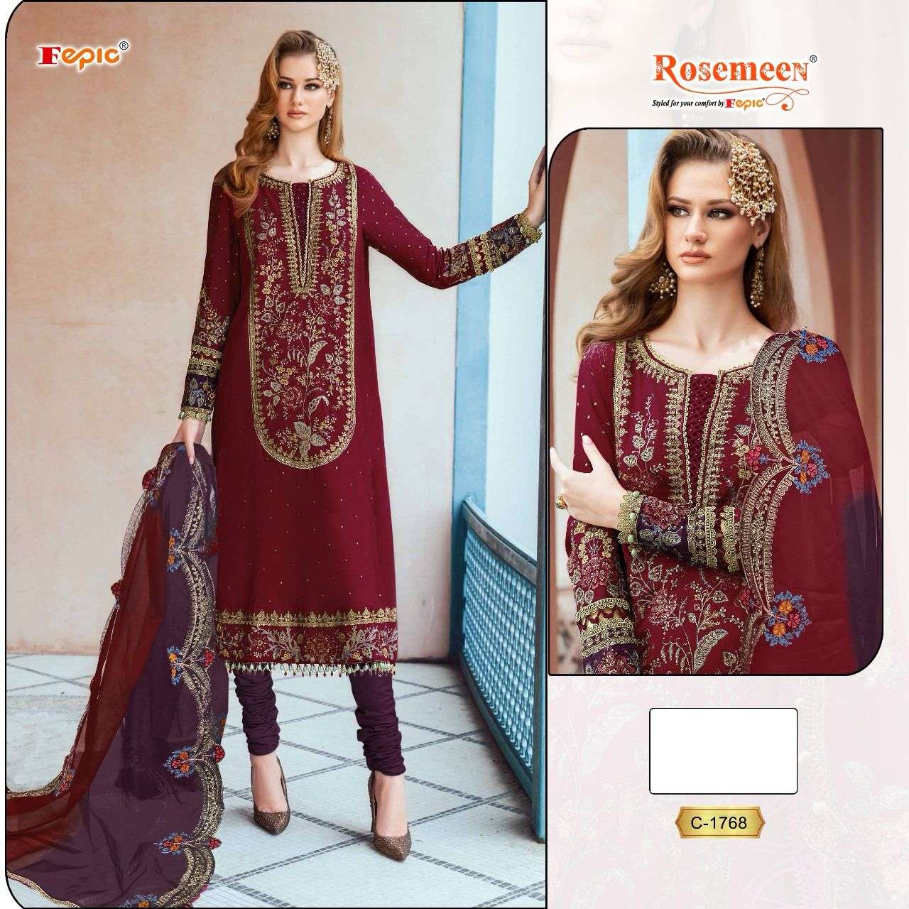 FEPIC ROSEMEEN C 1768 ORGANZA HEAVY DESIGNER SUIT