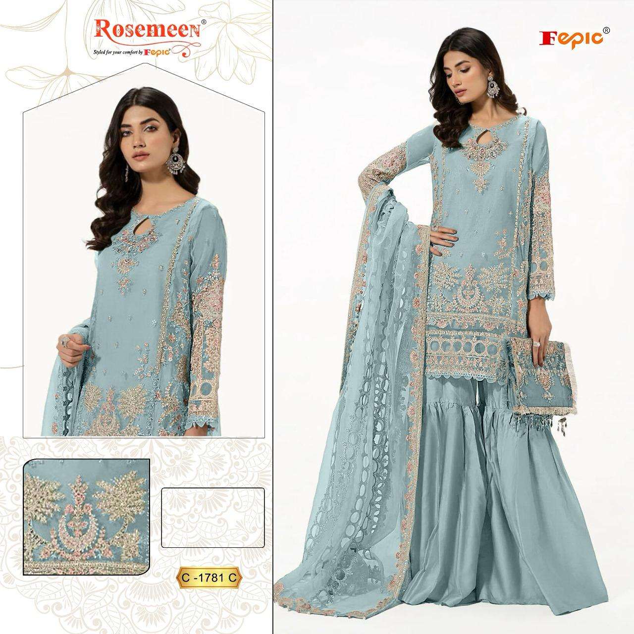 FEPIC ROSEMEEN C 1781 ORGANZA EMBROIDERED SUIT