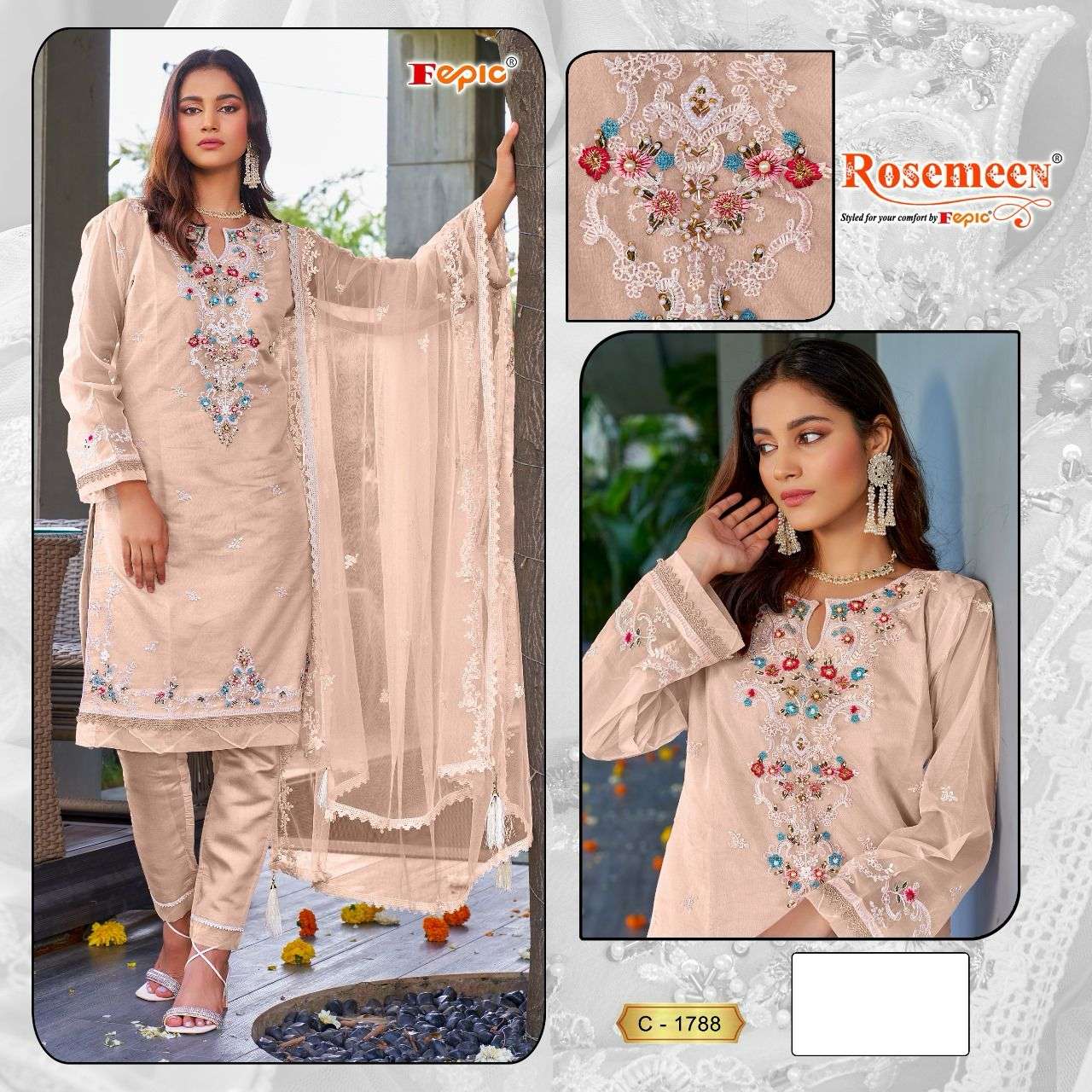 FEPIC ROSEMEEN C 1788 ORGANZA FANCY DESIGNER SUIT