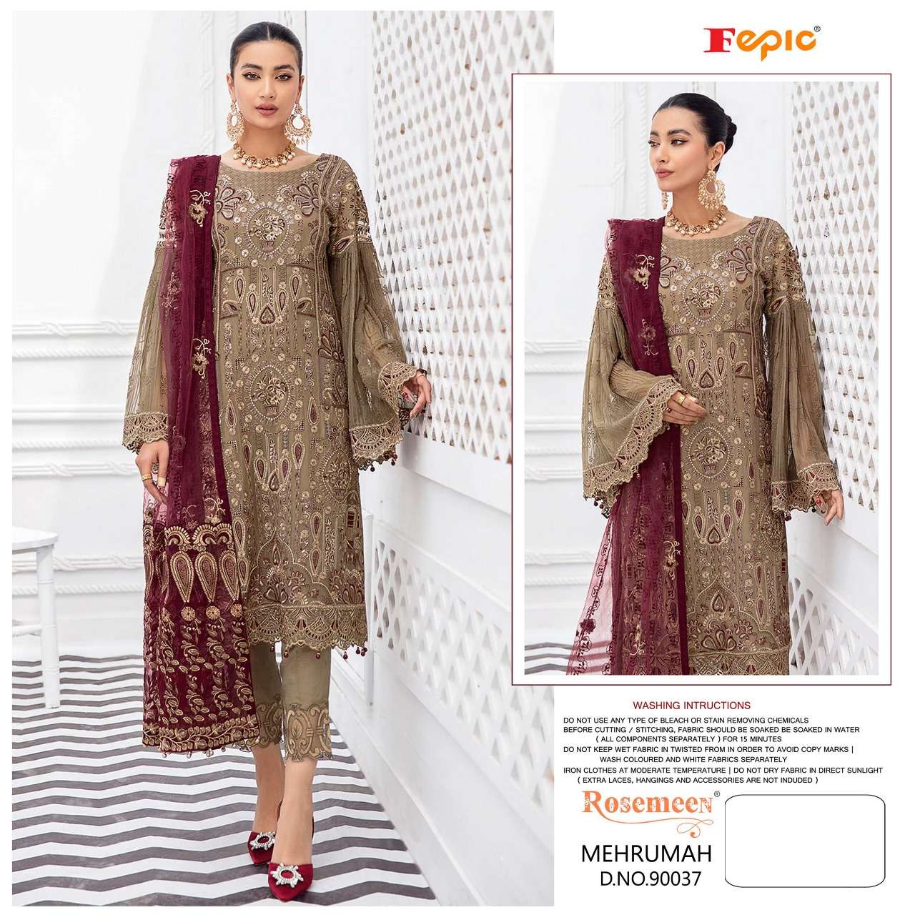 FEPIC ROSEMEEN D NO 90037 GEORGETTE HEAVY EMBROIDERED SUIT