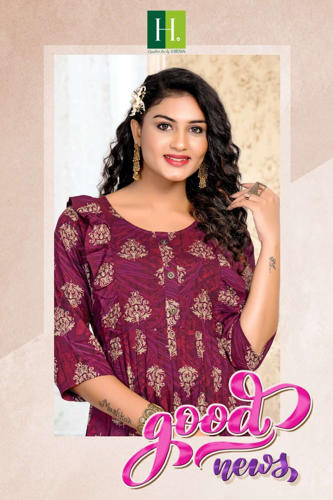 HIRWA GOOD NEWS FEEDING PATTERN KURTI