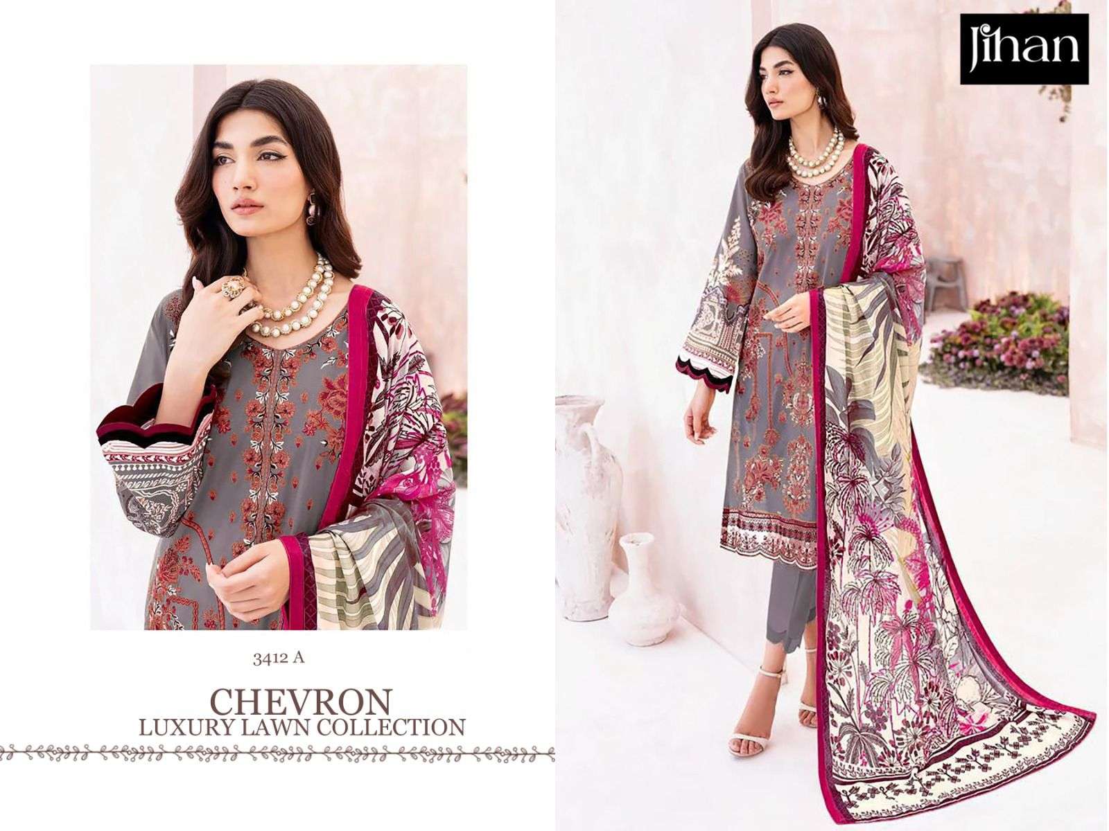 JIHAN CHEVRON LUXURY LAWN COLLECTION VOL 2 COTTON SUIT