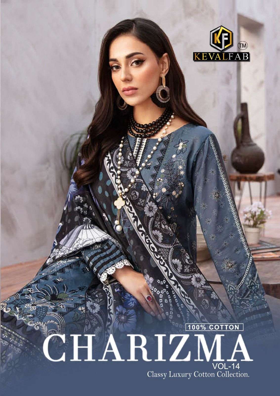 KEVAL FAB CHARIZMA VOL 14 COTTON DIGITAL PRINT SUIT