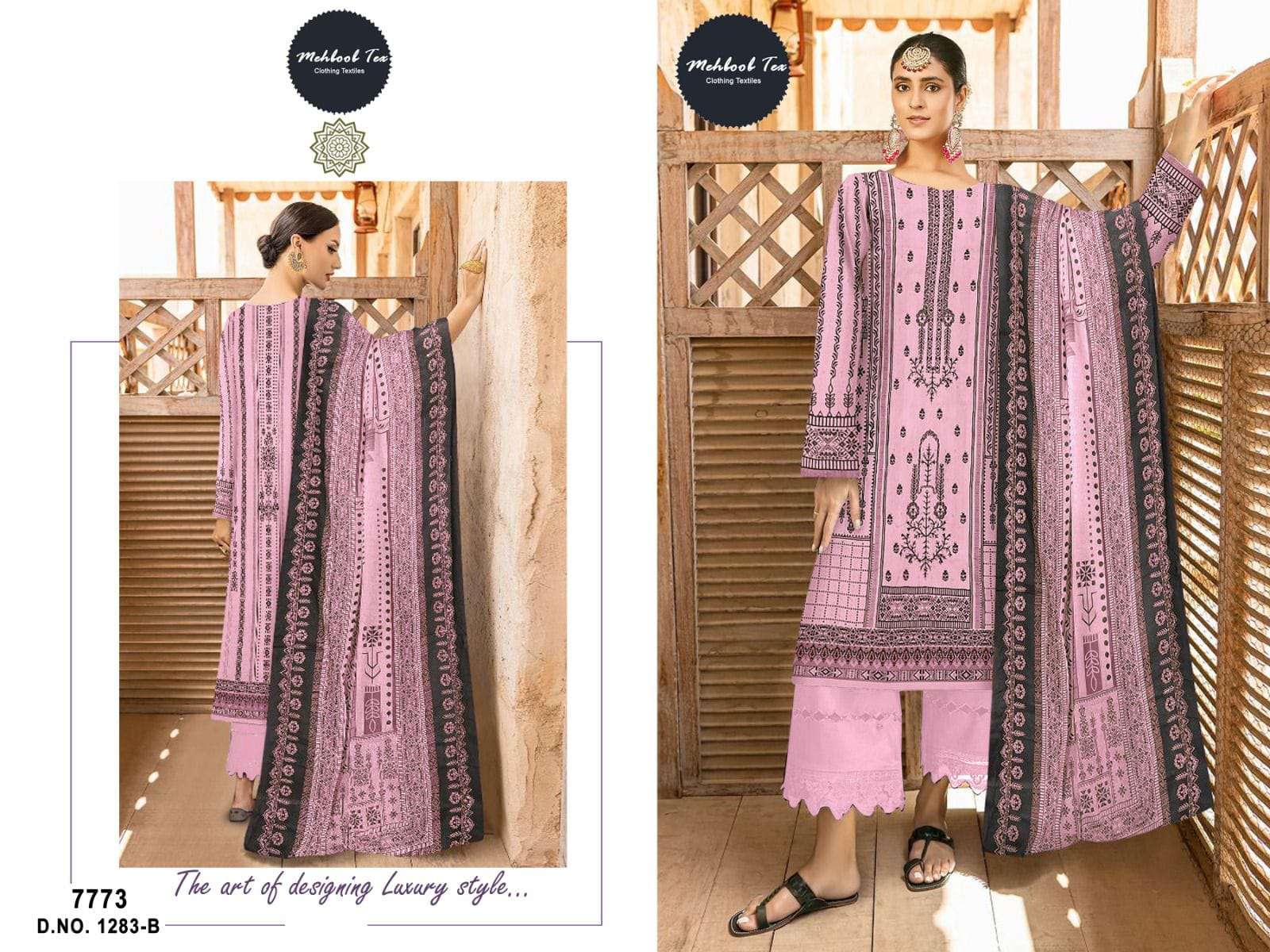MEHBOOB TEX D NO 1283 COTTON FANCY WORK SUIT